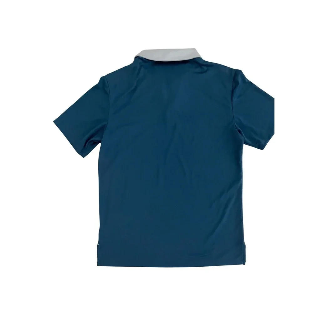 Adidas Golf Mens Small Teal Grey Colorblock Gradient Stripe Performance Polo